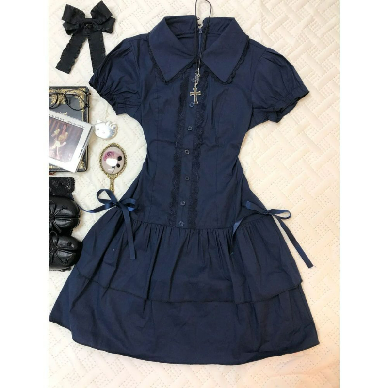 Japanese Preppy Style Lolita D - Korean Style A Line Shirt Dress recension och pris