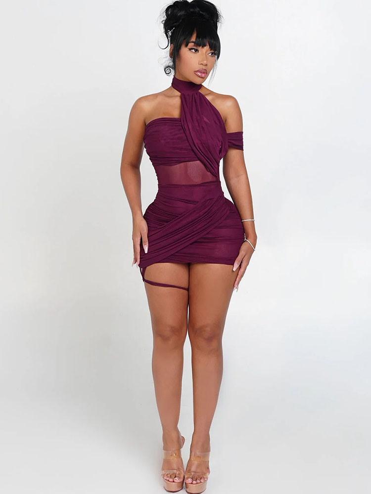 XTOCEAN See Through Sexy Dress - Y2K Backless Halter Mini Dress recension och pris
