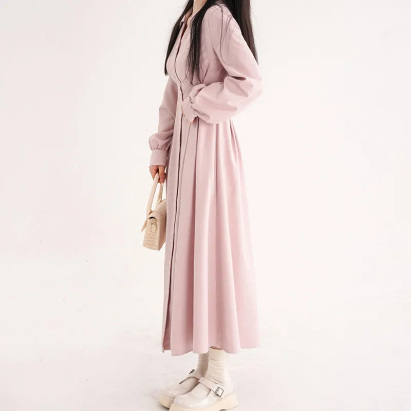Korean Style Women V Neck Shir - Korean Style A Line Shirt Dress recension och pris