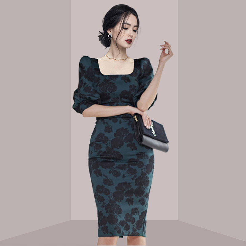 Elegant Ladylike Floral Print  - French Vintage Floral Midi Dress recension och pris