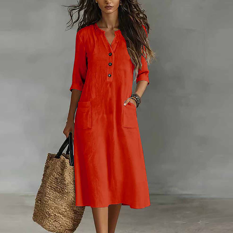 Women Casual Solid Color Half  - Boho Summer Beach Maxi Dress recension och pris