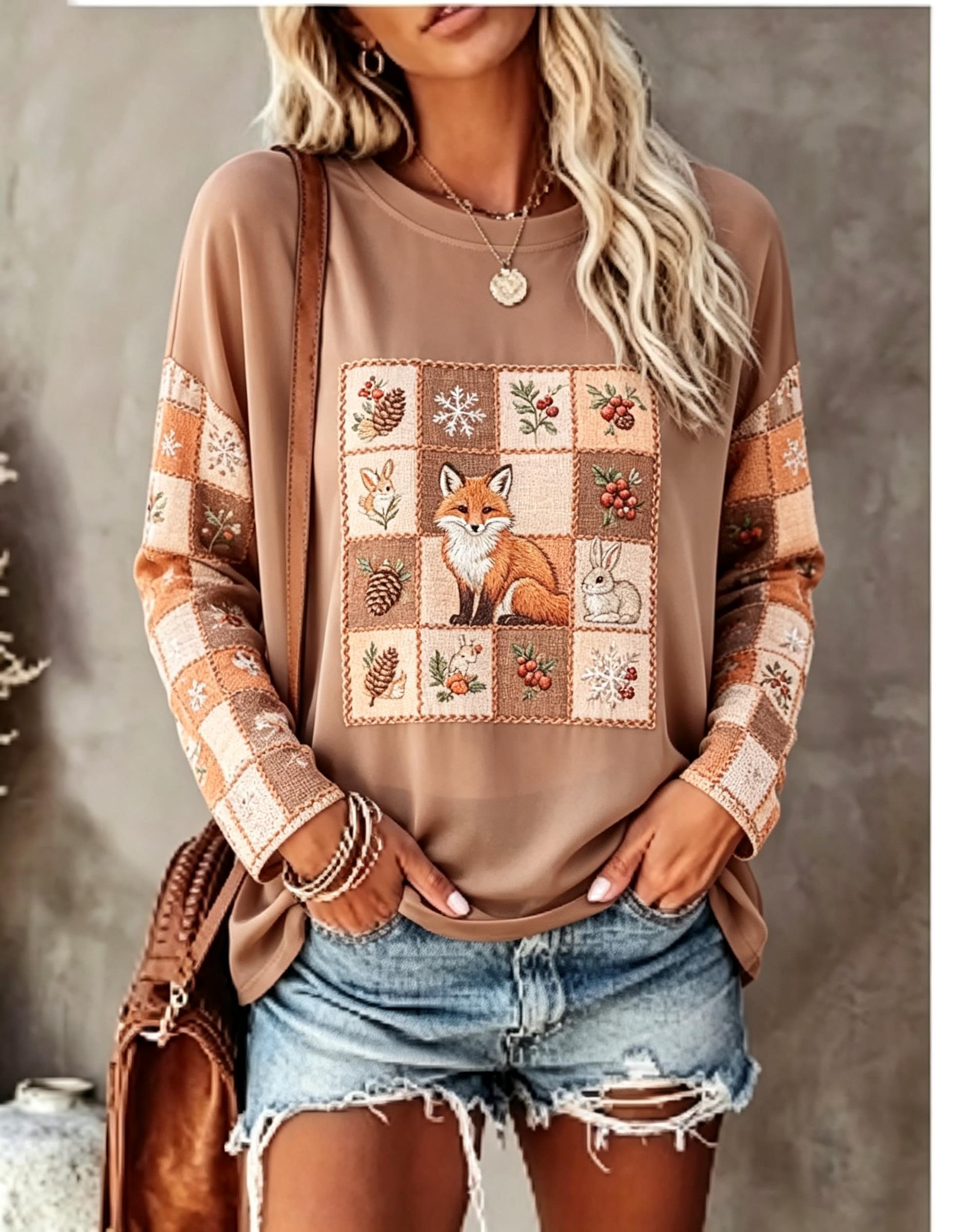 Women Long Sleeve T Shirt Fox  - Blouses recension och pris