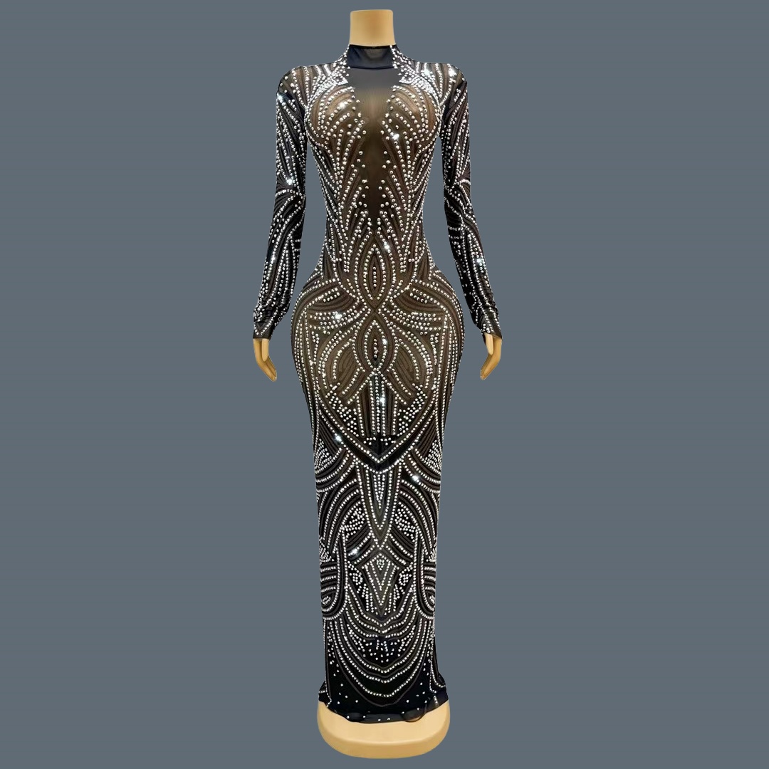 Black New Style Sparkly Rhines - Sparkly Rhinestone Club Party Dress recension och pris