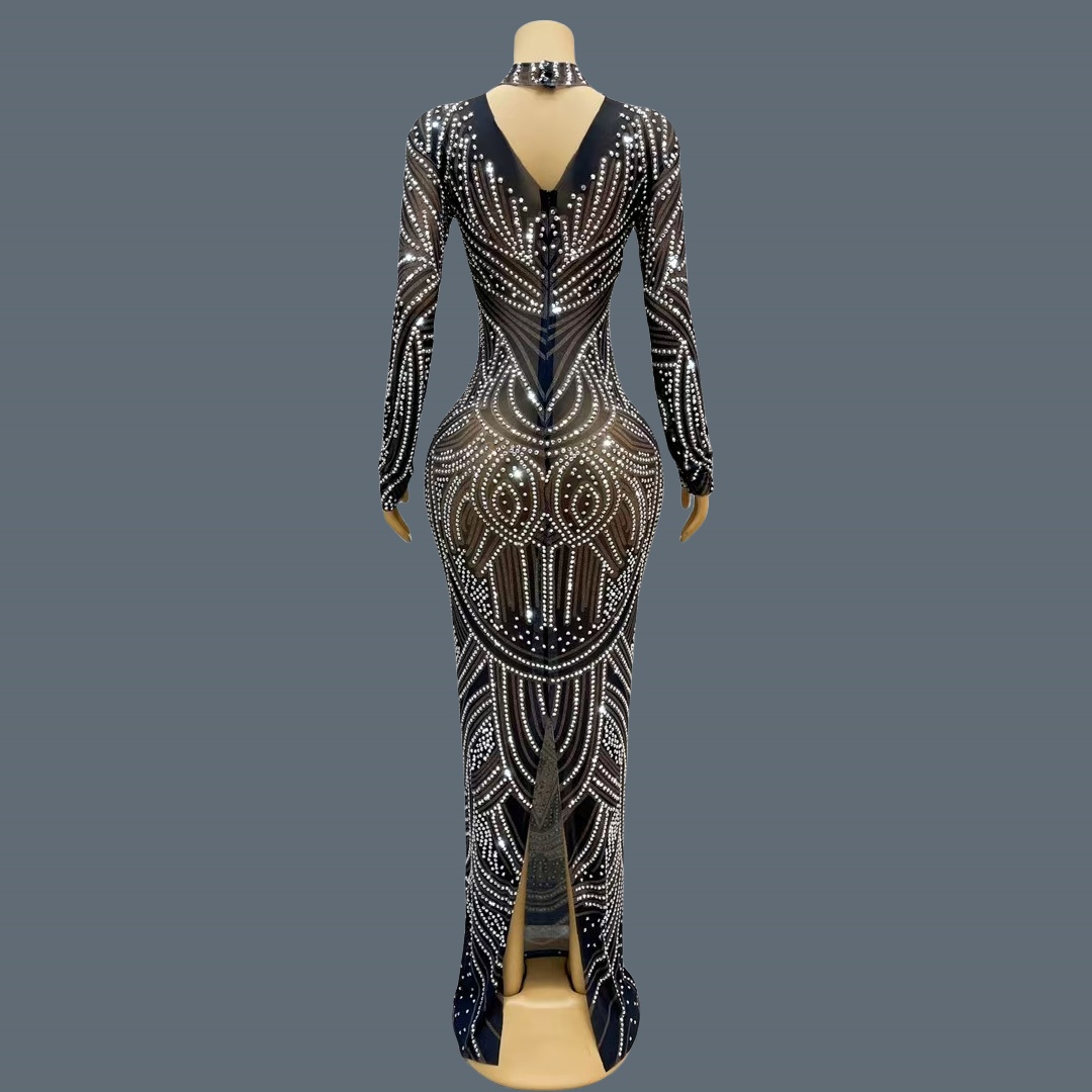Black New Style Sparkly Rhines - Sparkly Rhinestone Club Party Dress recension och pris
