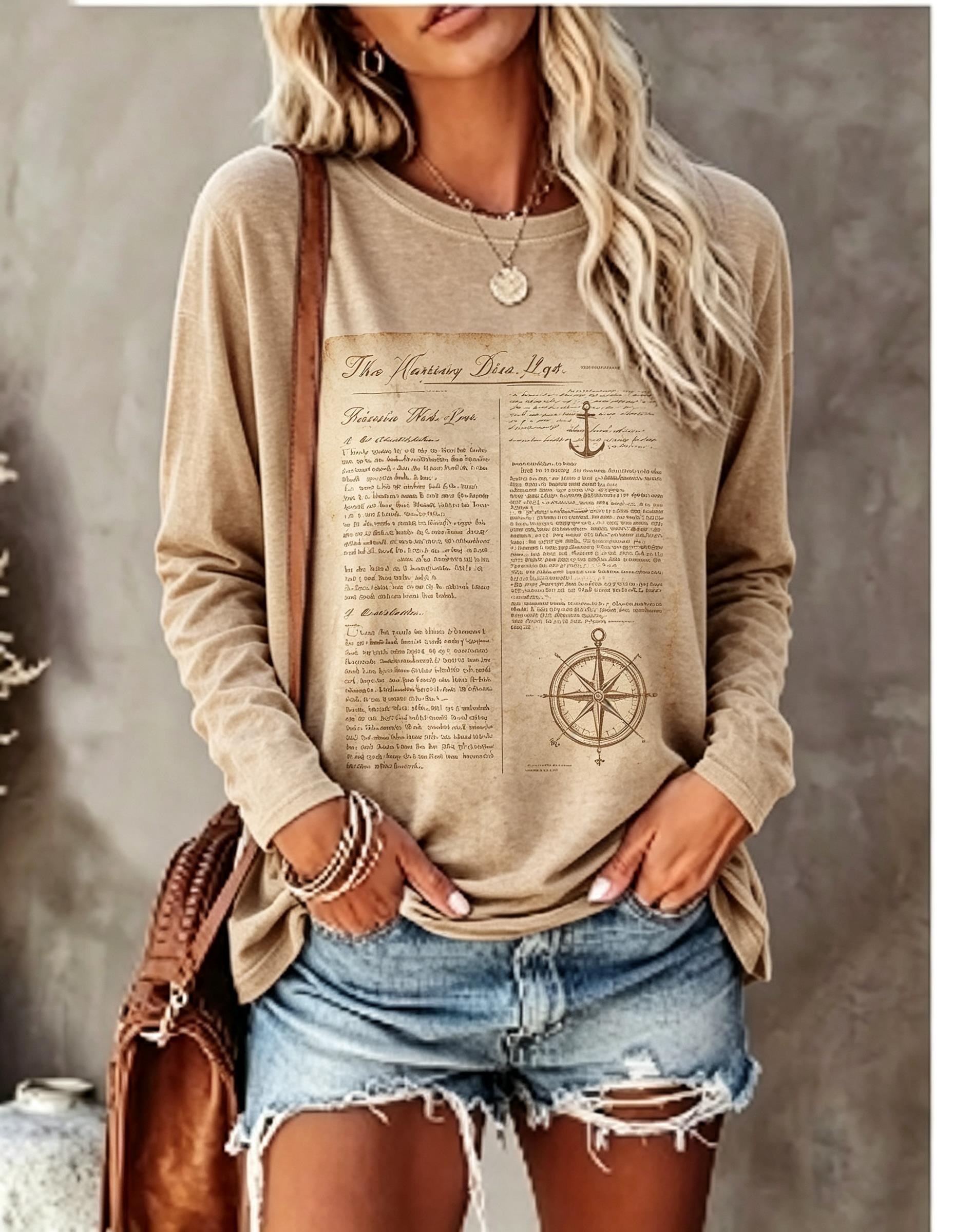 Women Long Sleeve T Shirt Vint - Blouses recension och pris